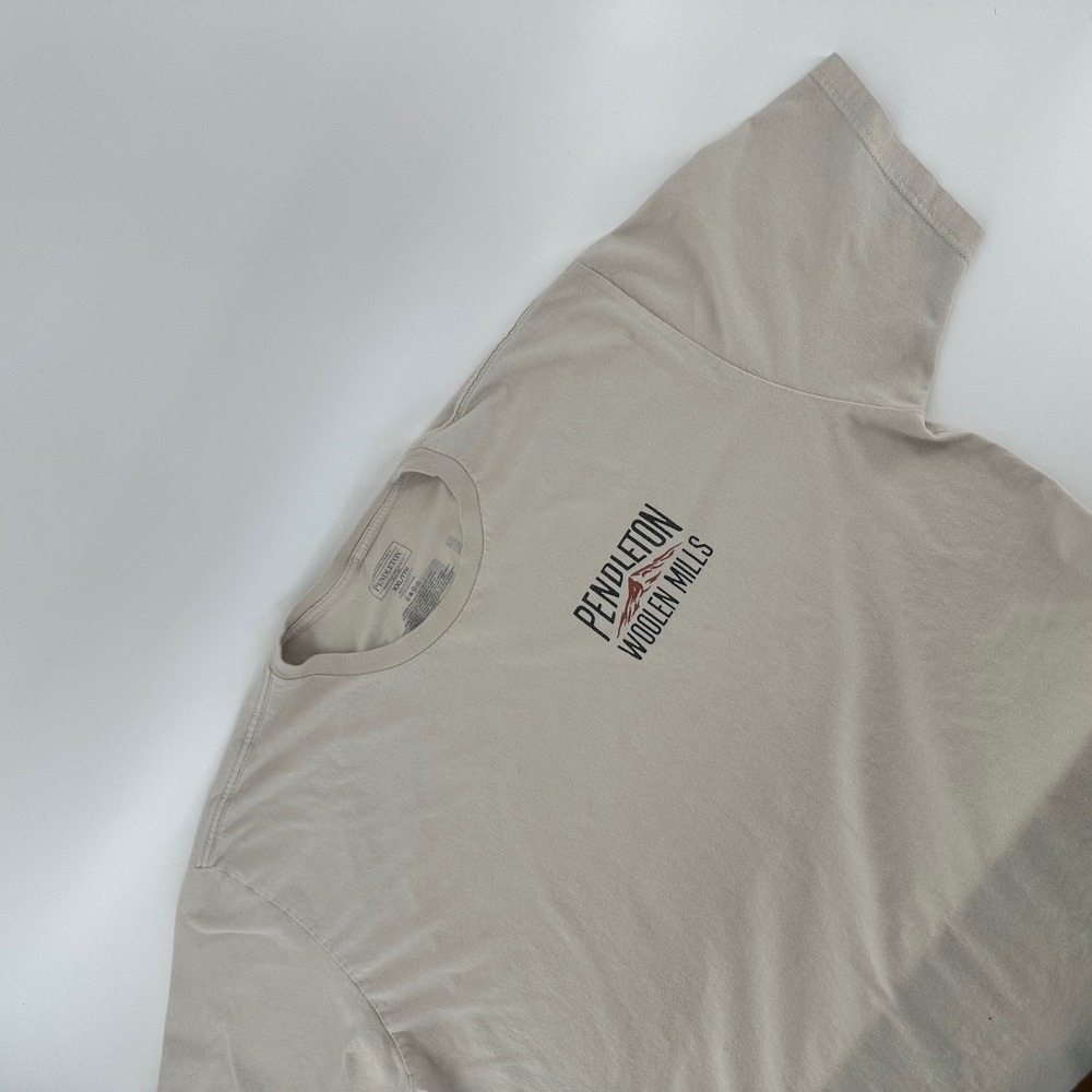 Pendleton Woolen Mills Graphic Tee Tan Cotton Mens XXL Mountain Bison T-Shirt